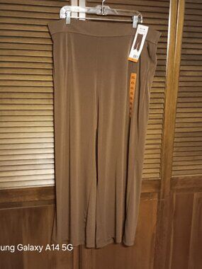 Three Dots Brown Wide-Leg Jersey Trousers 2X
